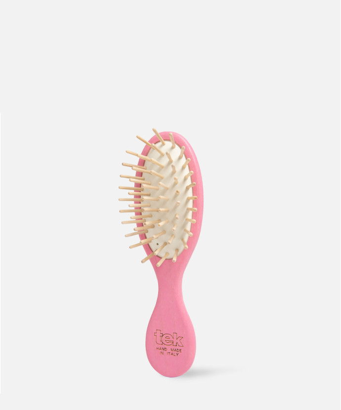 Mini Brosse en Frêne Colorée TEK Rose